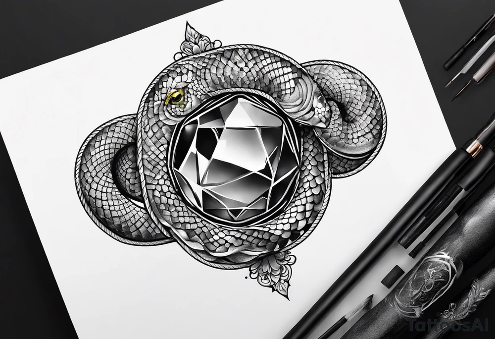 gemstone snake crystal body tattoo idea