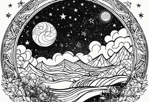 picture 8 by 8 centimeters of the starry sky tattoo idea