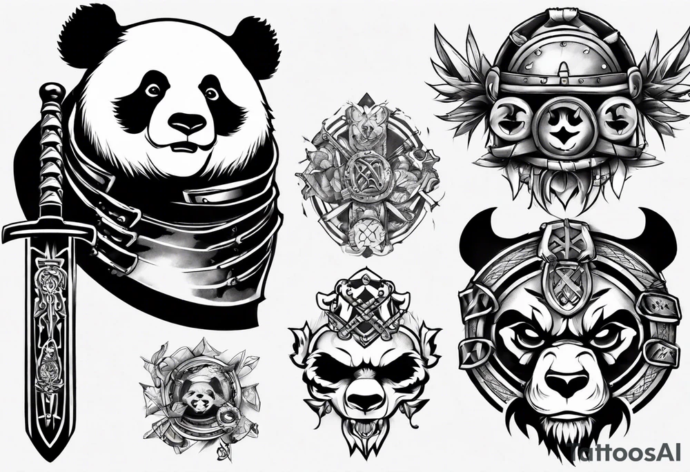 Scottish warrior panda tattoo idea