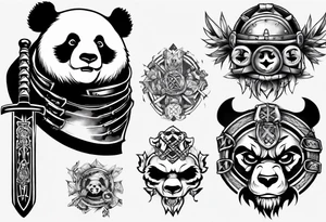 Scottish warrior panda tattoo idea