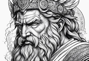 Zeus cała postać z piorunami dwoma tattoo idea