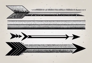 three basic parallel arrows.
The first arrow broken near the flight.
the second middle arrow in tact. the third arrow broken near the head. morse code for JAK in the design. tattoo idea