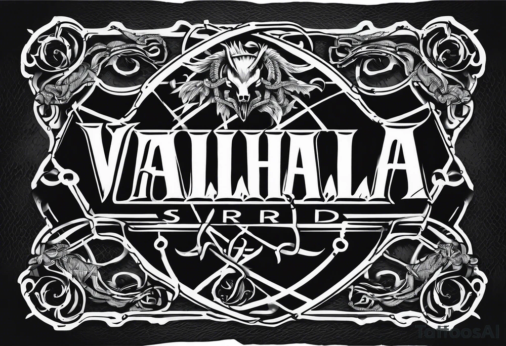 Valhalla sword shield barb wire chain tattoo idea