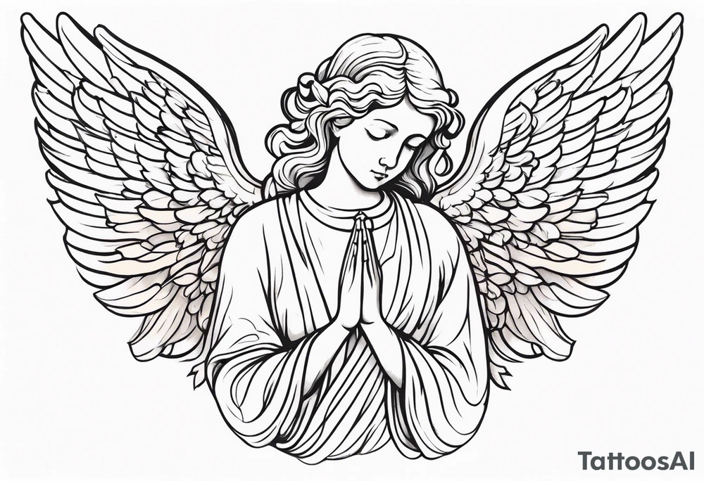 Angel with prayer hands tattoo idea