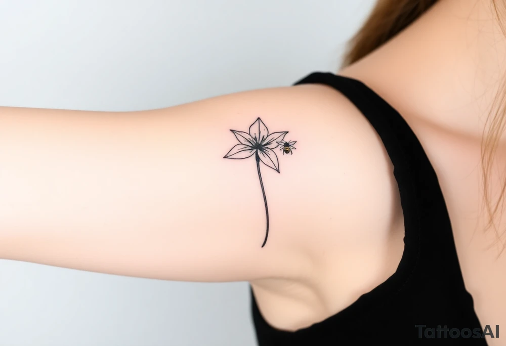 Trillium with a bumble bee hovering near it tattoo idea
