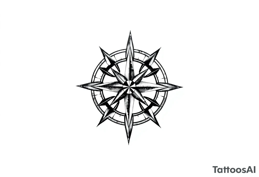 Simple double layered compass rose tattoo idea