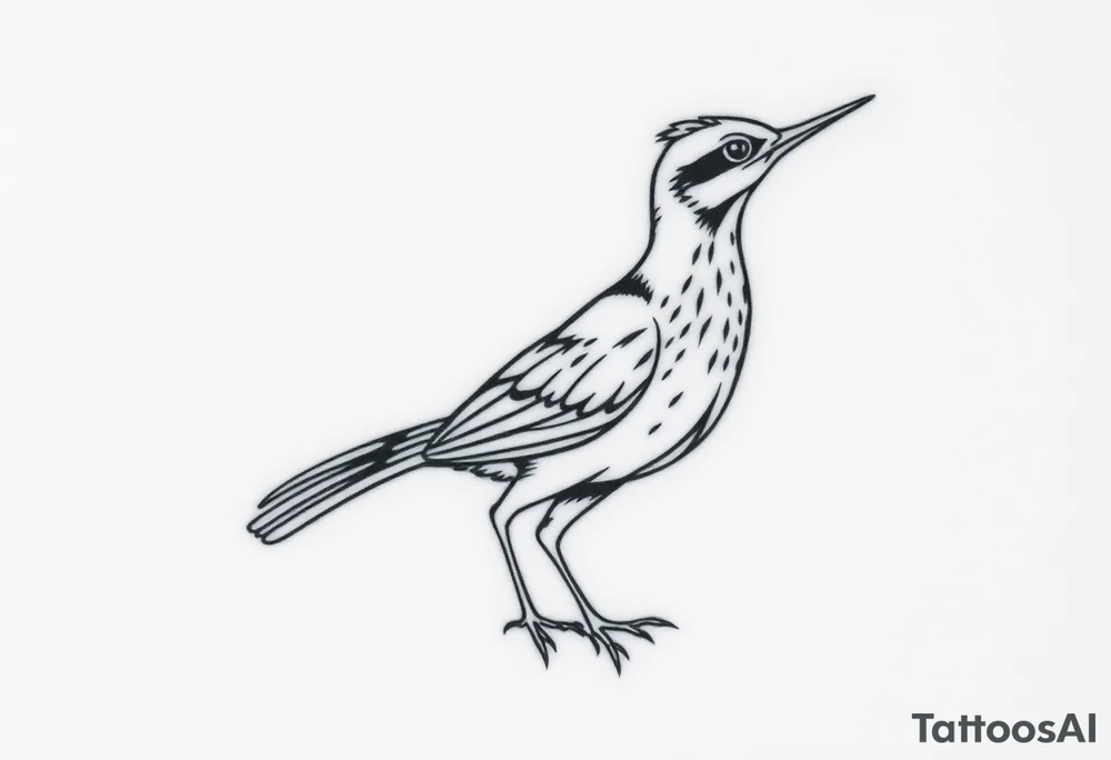 Realtistic large road Runner bird, for placement on the upper thigh tattoo idea