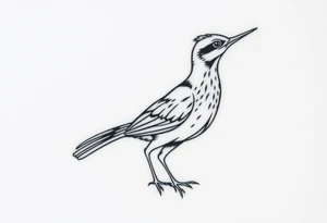 Realtistic large road Runner bird, for placement on the upper thigh tattoo idea
