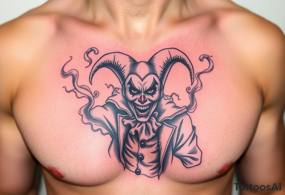 jester coming out of smoke tattoo idea
