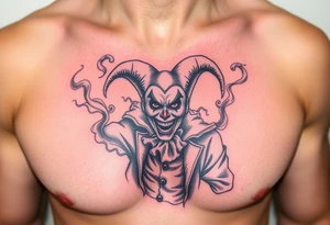 jester coming out of smoke tattoo idea