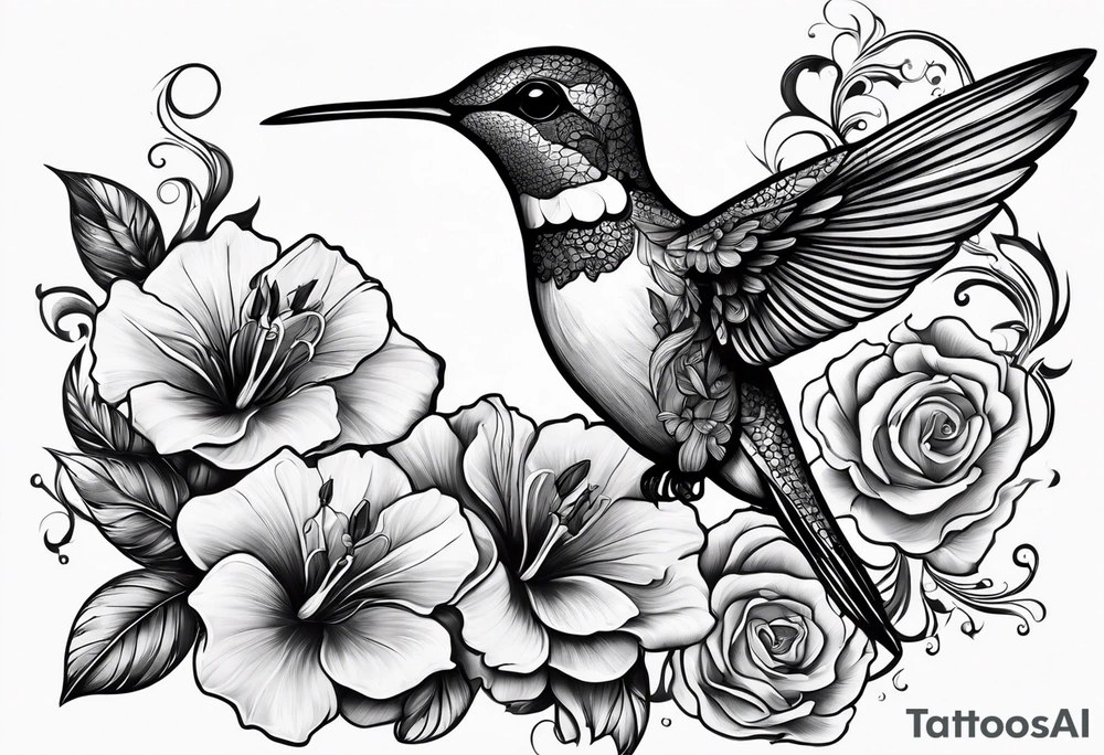 hummingbird, skull, flower, storm clouds tattoo idea hummingbird, skull, flower, storm clouds tattoo idea