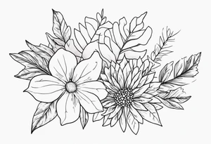 Leaves and wild flowers tattoo idea