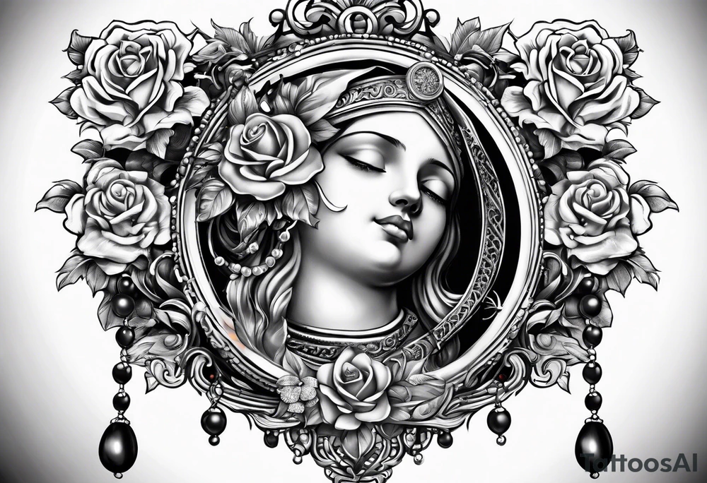 rosary with beads
 on forearm tattoo idea