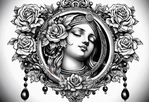 rosary with beads
 on forearm tattoo idea