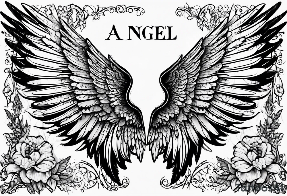 Angel Wings with the word Glenn in between tattoo idea Angel Wings with the word Glenn in between tattoo idea