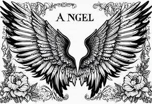 Angel Wings with the word Glenn in between tattoo idea