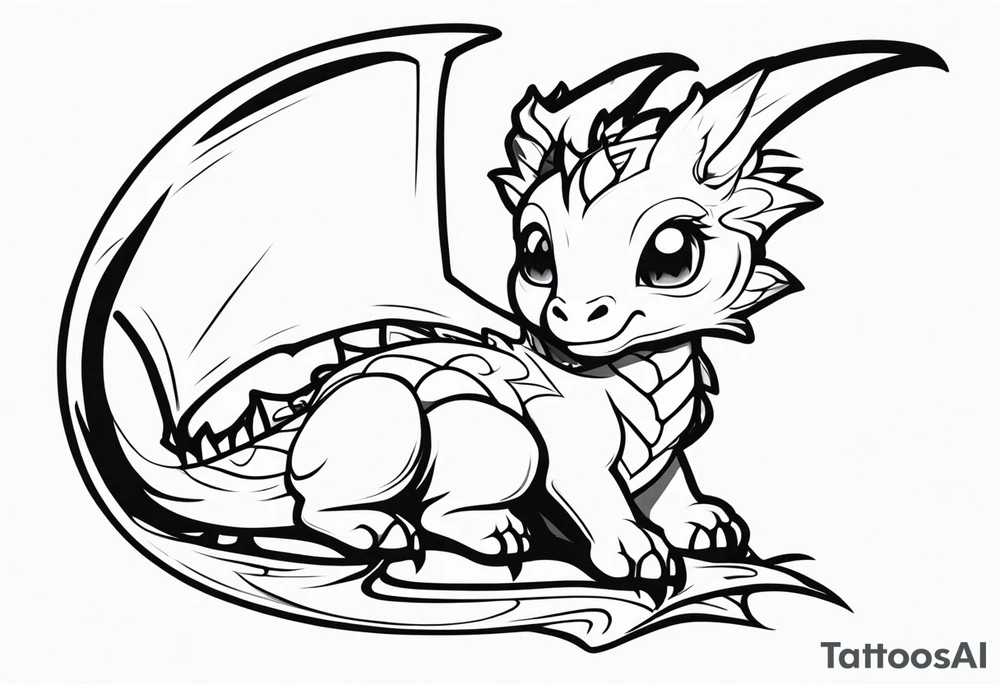 Minimalist chibi dragon tattoo tattoo idea