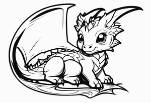 Minimalist chibi dragon tattoo tattoo idea