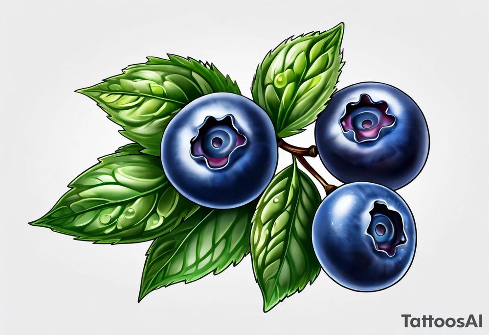 3 blueberries with a leaf tattoo idea