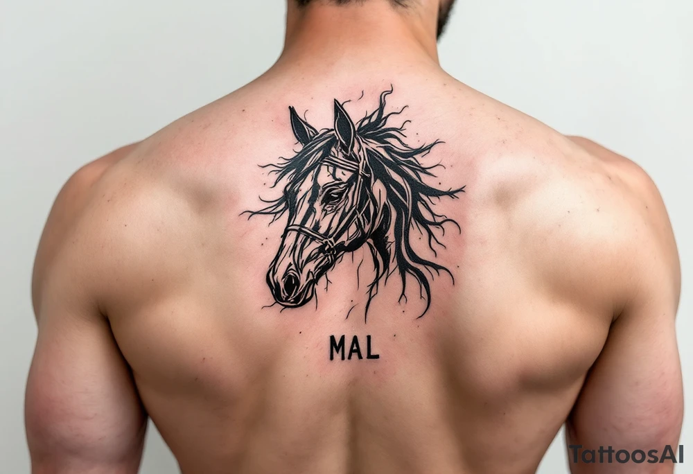 horse silhouette
from the front
with letters M A L tattoo idea