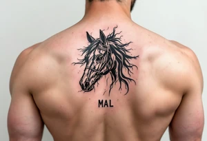 horse silhouette 
from the front
with letters M A L tattoo idea