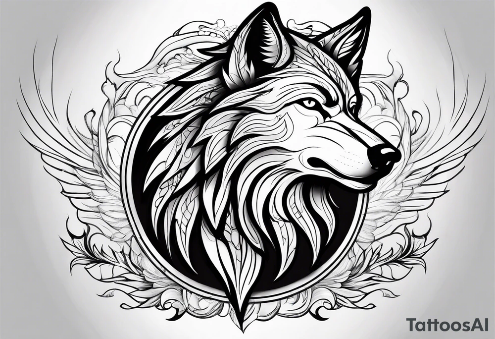 half wolf half eagle tattoo idea