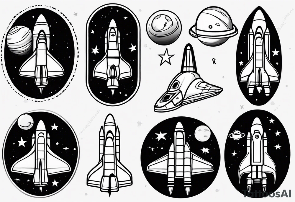 Super simple cartoon space shuttle tattoo idea