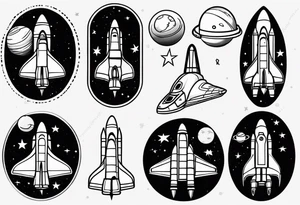 Super simple cartoon space shuttle tattoo idea