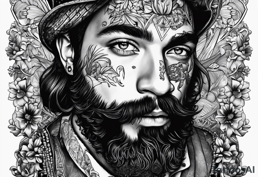 self portrait with a face tat that says tdm tattoo idea