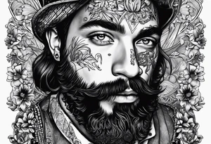 self portrait with a face tat that says tdm tattoo idea