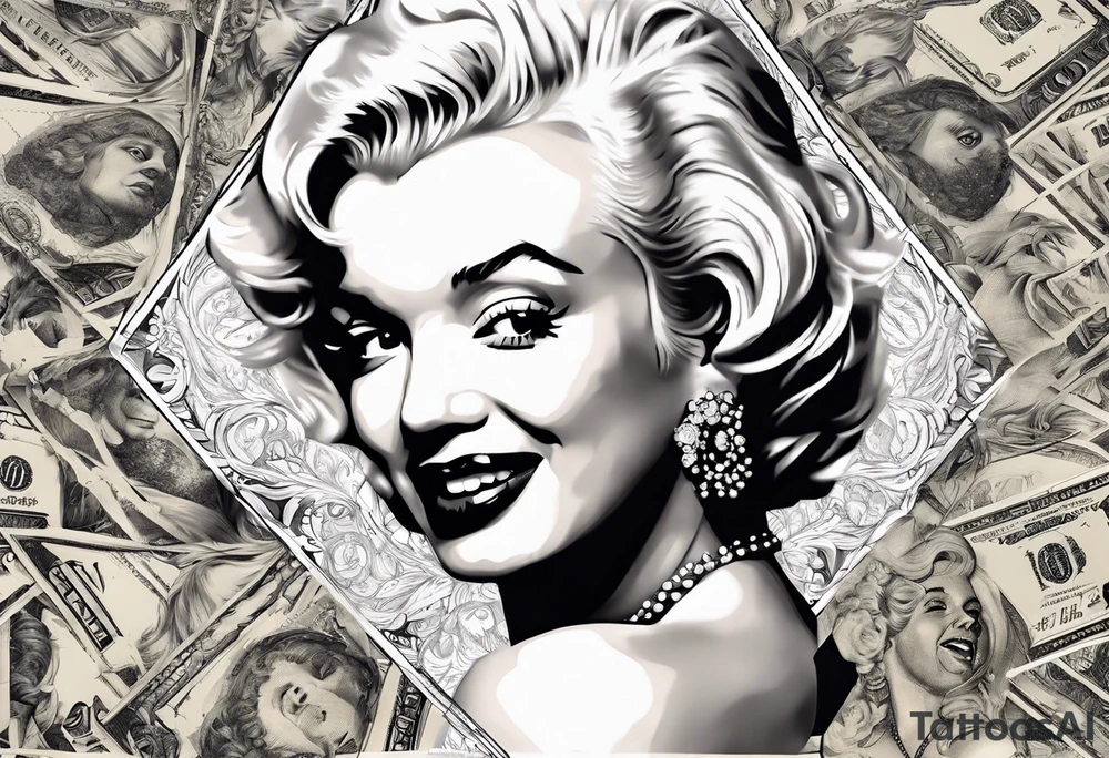 marilyn monroe scarface  money backgrouund tattoo idea