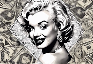 marilyn monroe scarface  money backgrouund tattoo idea