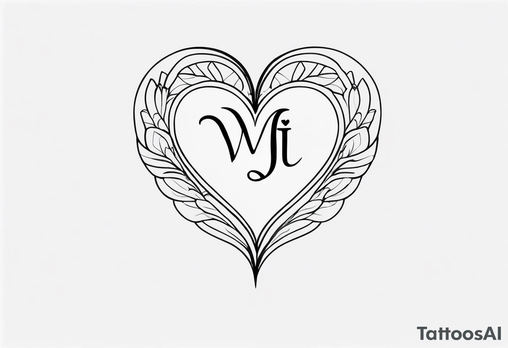 make a tattoo with the initials hj in cursive fineline with a heart and the roman numerals V.XII.MMI tattoo idea