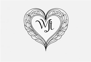 make a tattoo with the initials hj in cursive fineline with a heart and the roman numerals V.XII.MMI tattoo idea