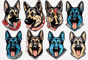 German Shepherd with banner underneath tattoo idea