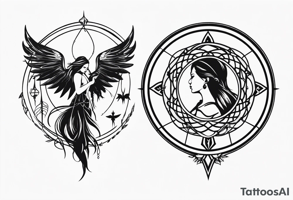 dreamcatcher devilish angel tattoo idea