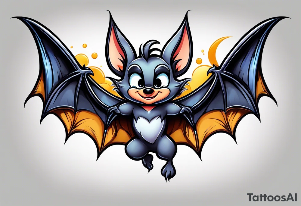 cartoon bat in style of disney, tattoo idea