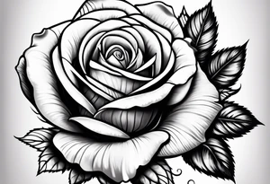Realistic rose portrait with dove flying and rose in its mouth tattoo idea