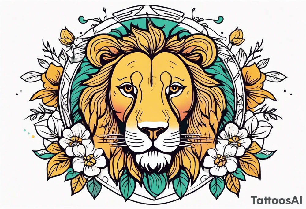 lion

vintage tattoo style old school traditional bold color simple with flowers surrounded tattoo idea