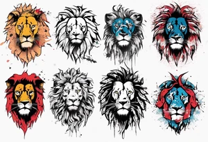 Lion, trash polka tattoo idea
