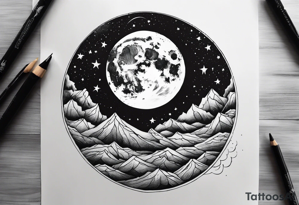 Picture of the night sky with moon tattoo idea