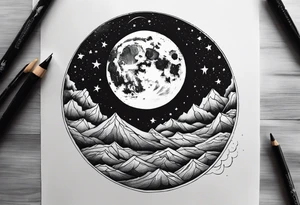 Picture of the night sky with moon tattoo idea