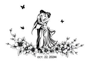 the date October 22, 2024. With the name ‘Lady’. salsa music and dancing elements. tattoo idea