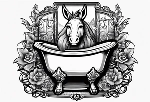 Very epic toilet with donkey from shrek sitting on it tattoo idea