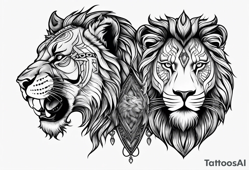 lions head 
tigers head 
viking tattoo idea