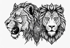 lions head 
tigers head 
viking tattoo idea