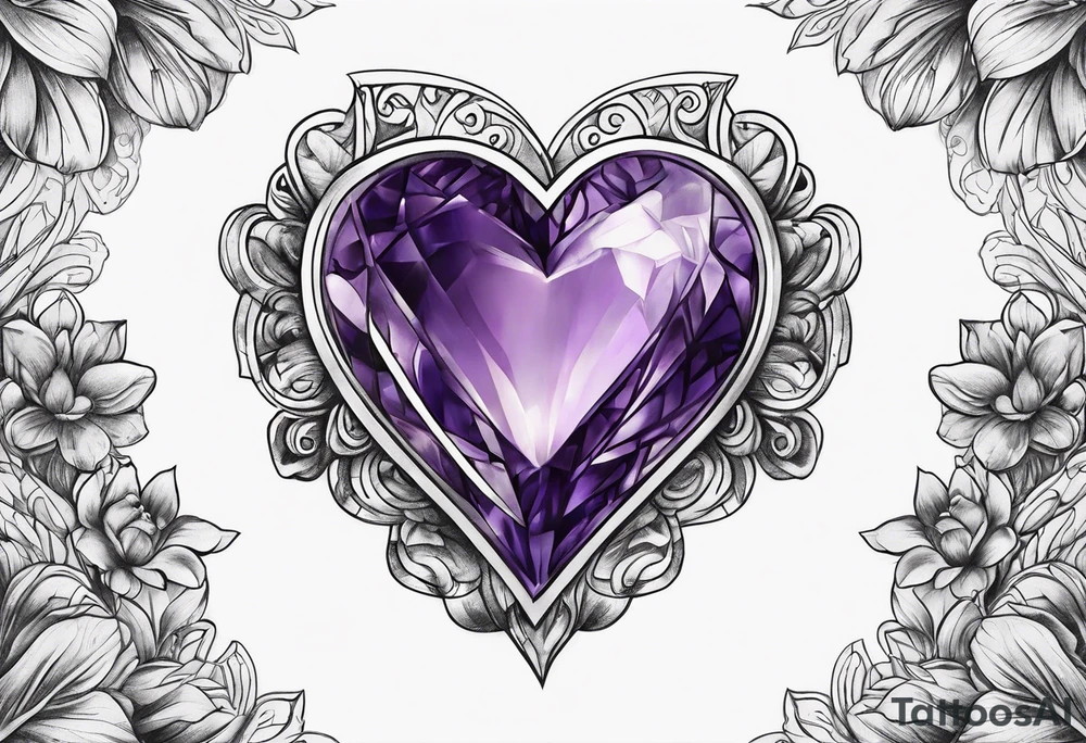 Amethyst heart tattoo idea