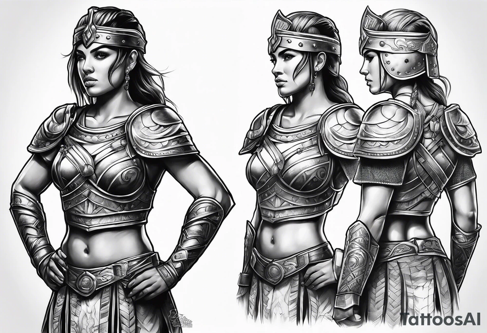 Female gladiator full body tattoo idea