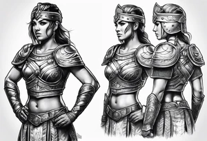 Female gladiator full body tattoo idea