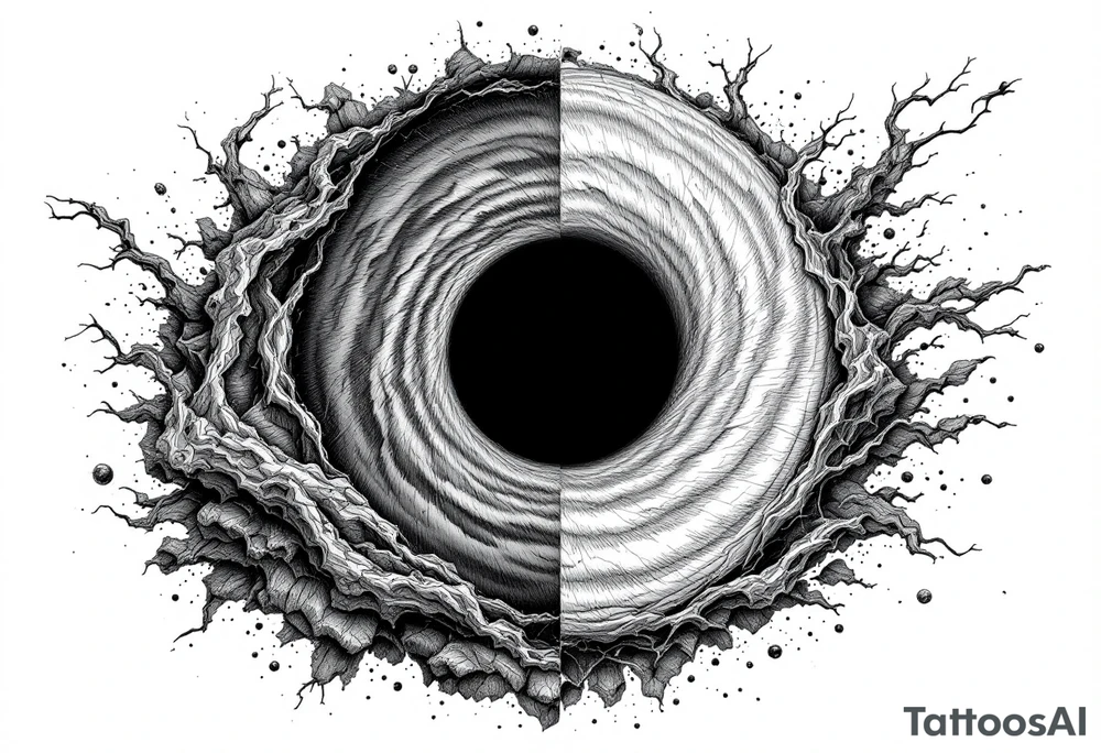 2 different worlds on each side of a black hole. tattoo idea